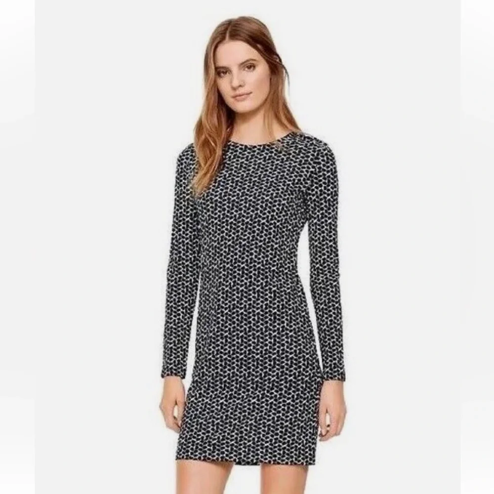 Tory Burch Matte Jersey dress round neck/honeycomb pattern Navy/white Viscose S